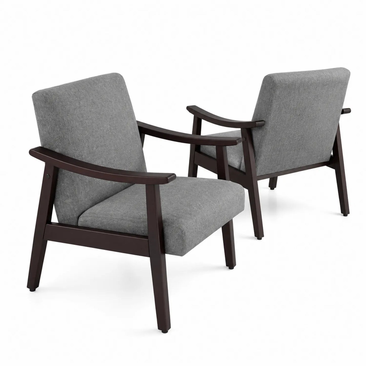 Ensemble de deux fauteuils en tissu avec structure en bois