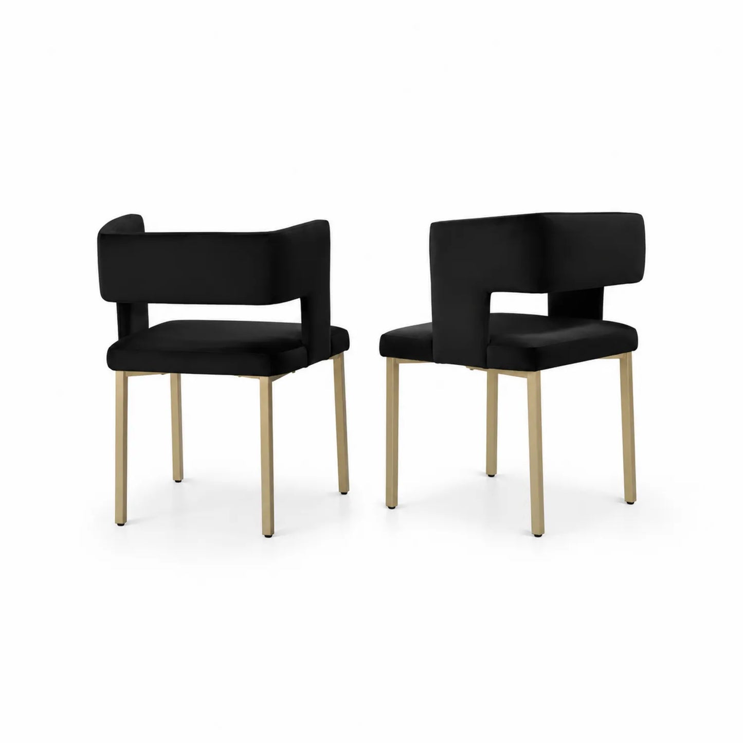 Lot de 2 chaises en tissu et métal Noir