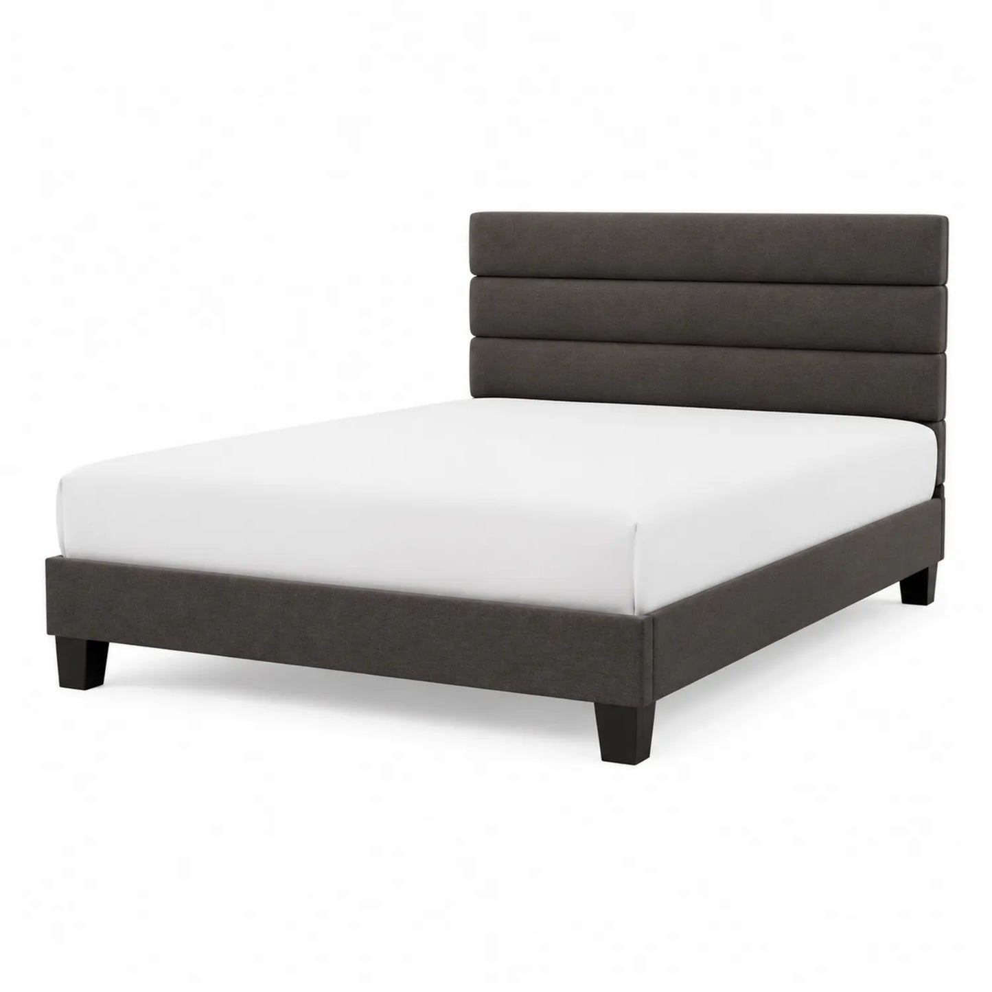 Lit double en polyester et bois de pin gris 200x160 cm