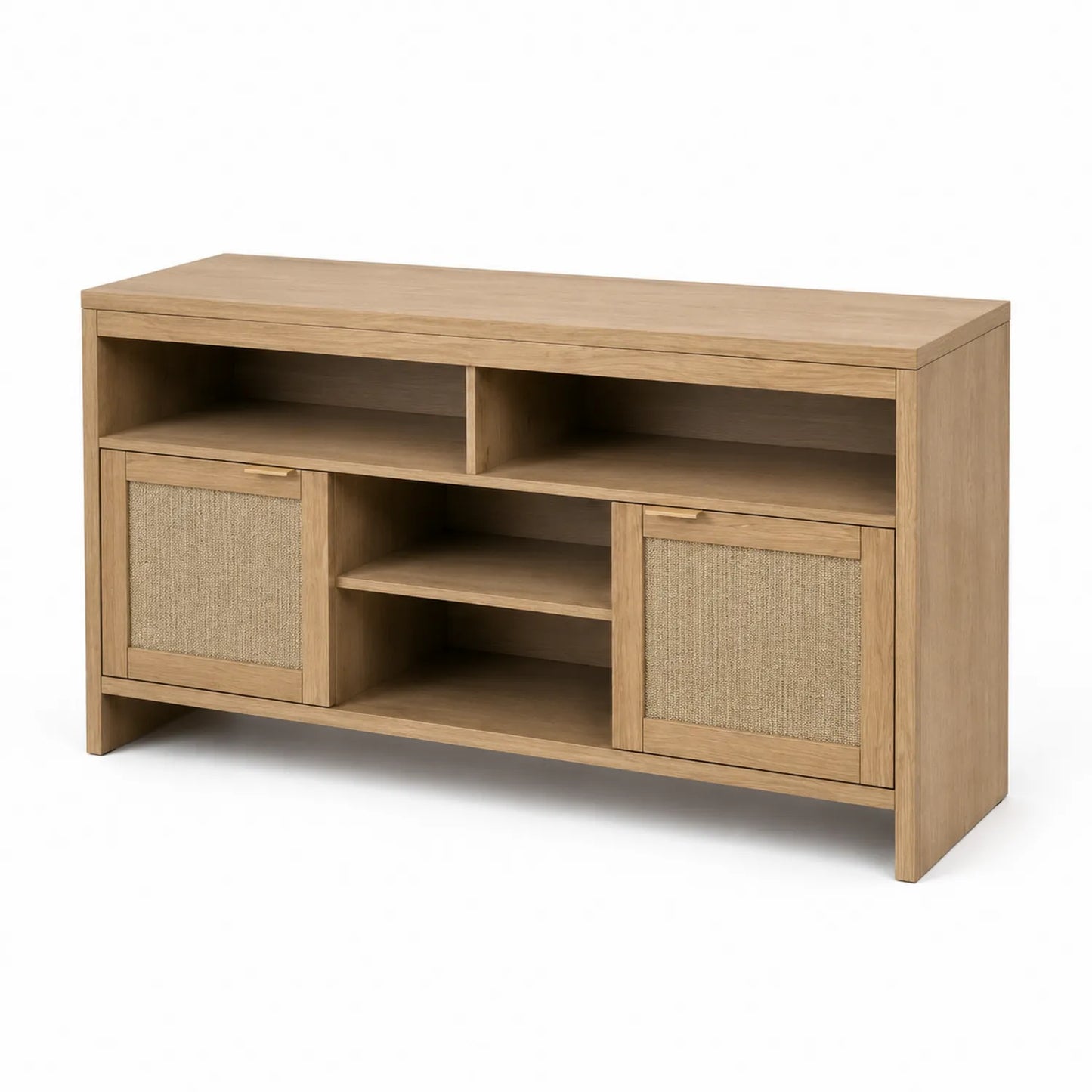 Meuble TV en bois et jute 120x40x70 cm