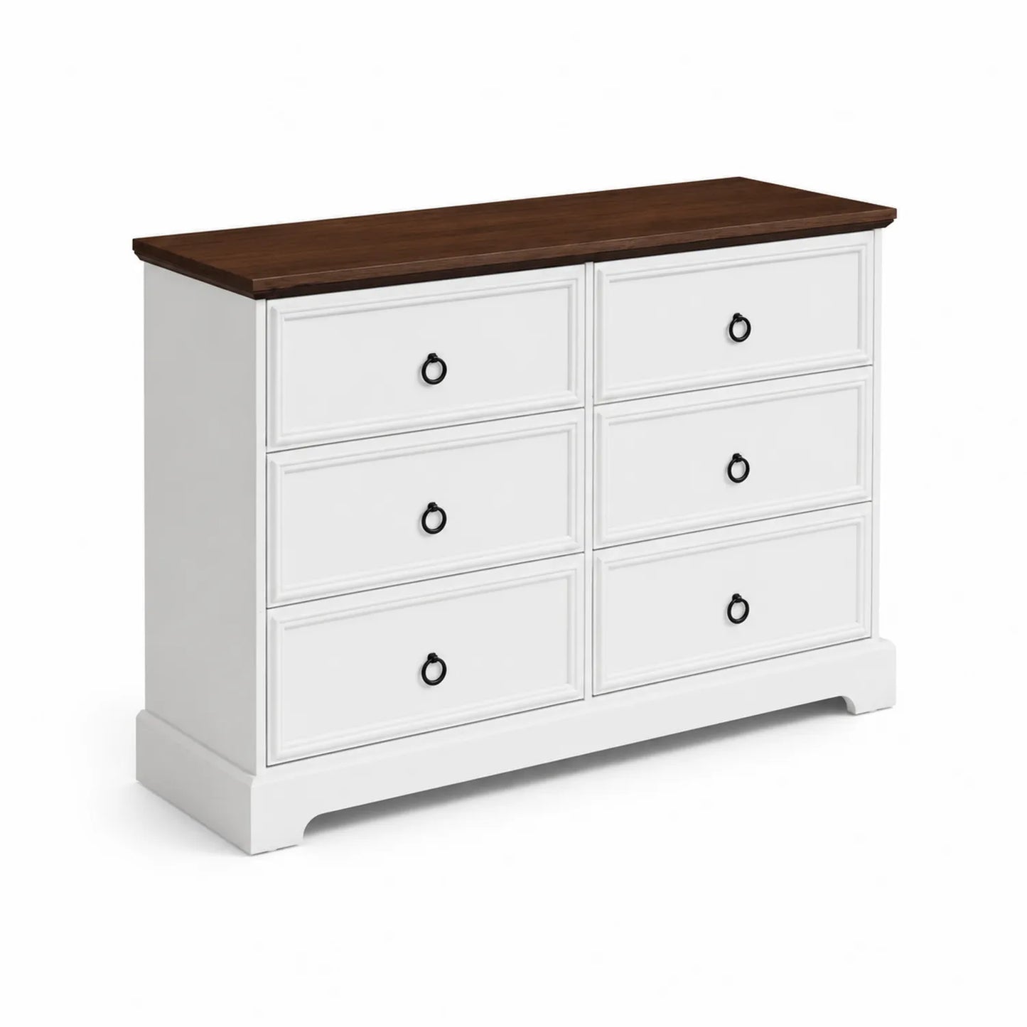 Commode en Bois MDF avec 6 Tiroirs Blanc et Marron Foncé