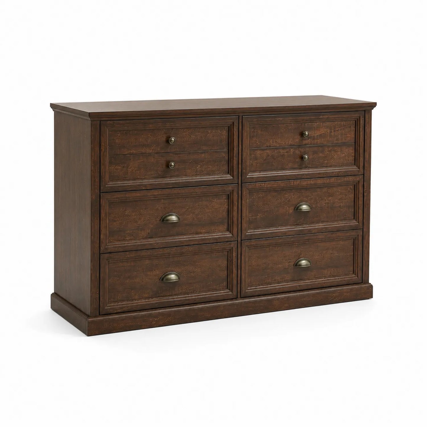Commode en bois 6 tiroirs Marron Foncé