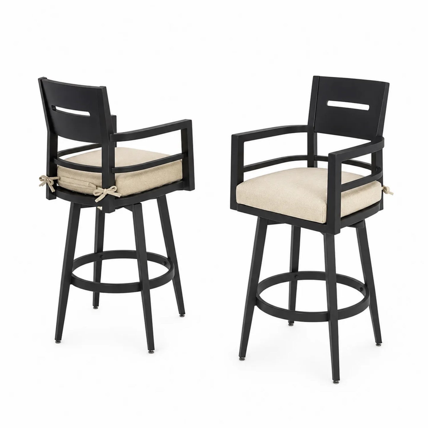 Chaises de Bar Pivotantes en Aluminium avec Coussin en Polyester