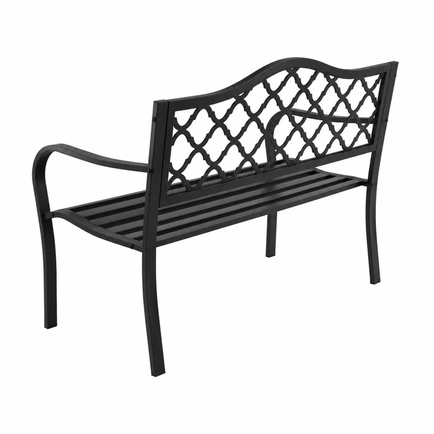 Banc en acier noir avec dossier décoratif 126 cm