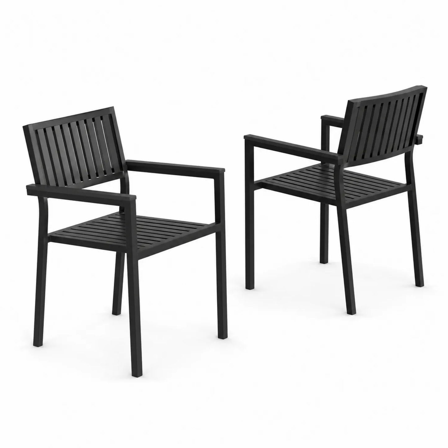 Lot de 2 chaises en aluminium noir