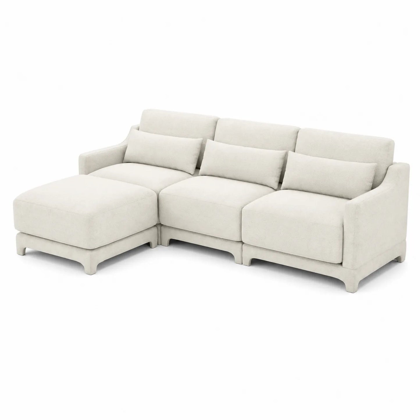 Canapé d'angle en tissu beige avec méridienne