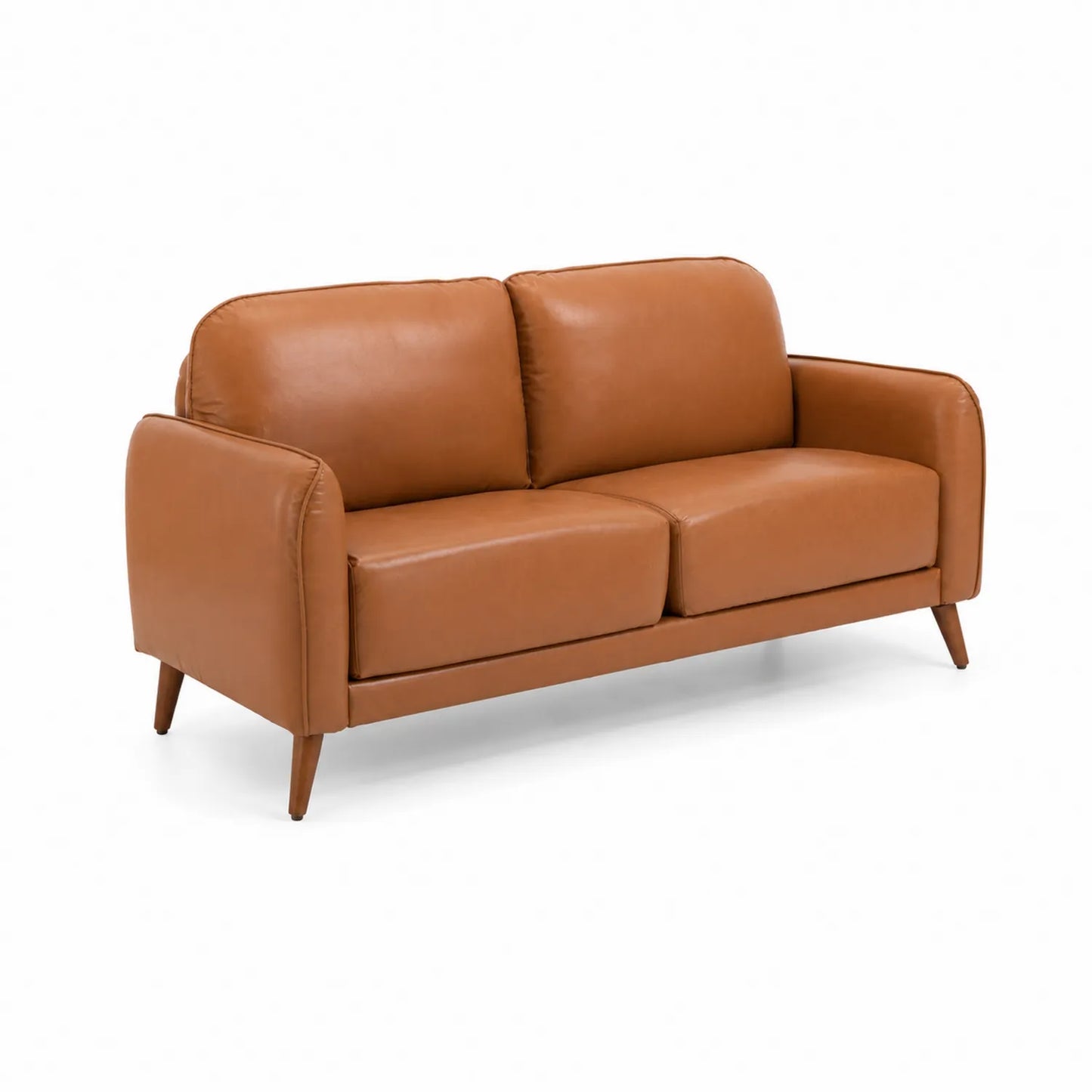Canapé 2 places en cuir marron 180cm