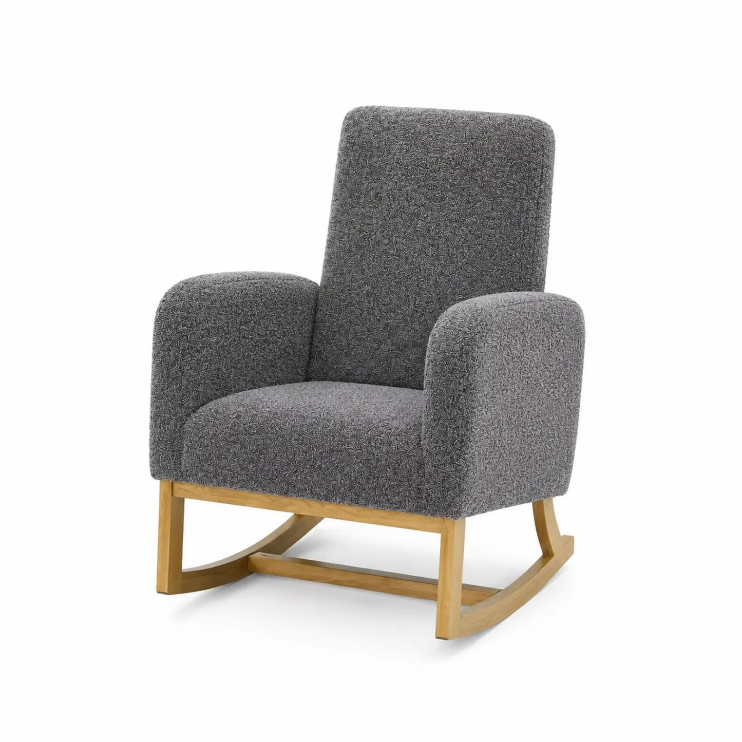 Fauteuil à bascule en tissu et chêne 85cm x 70cm x 90cm