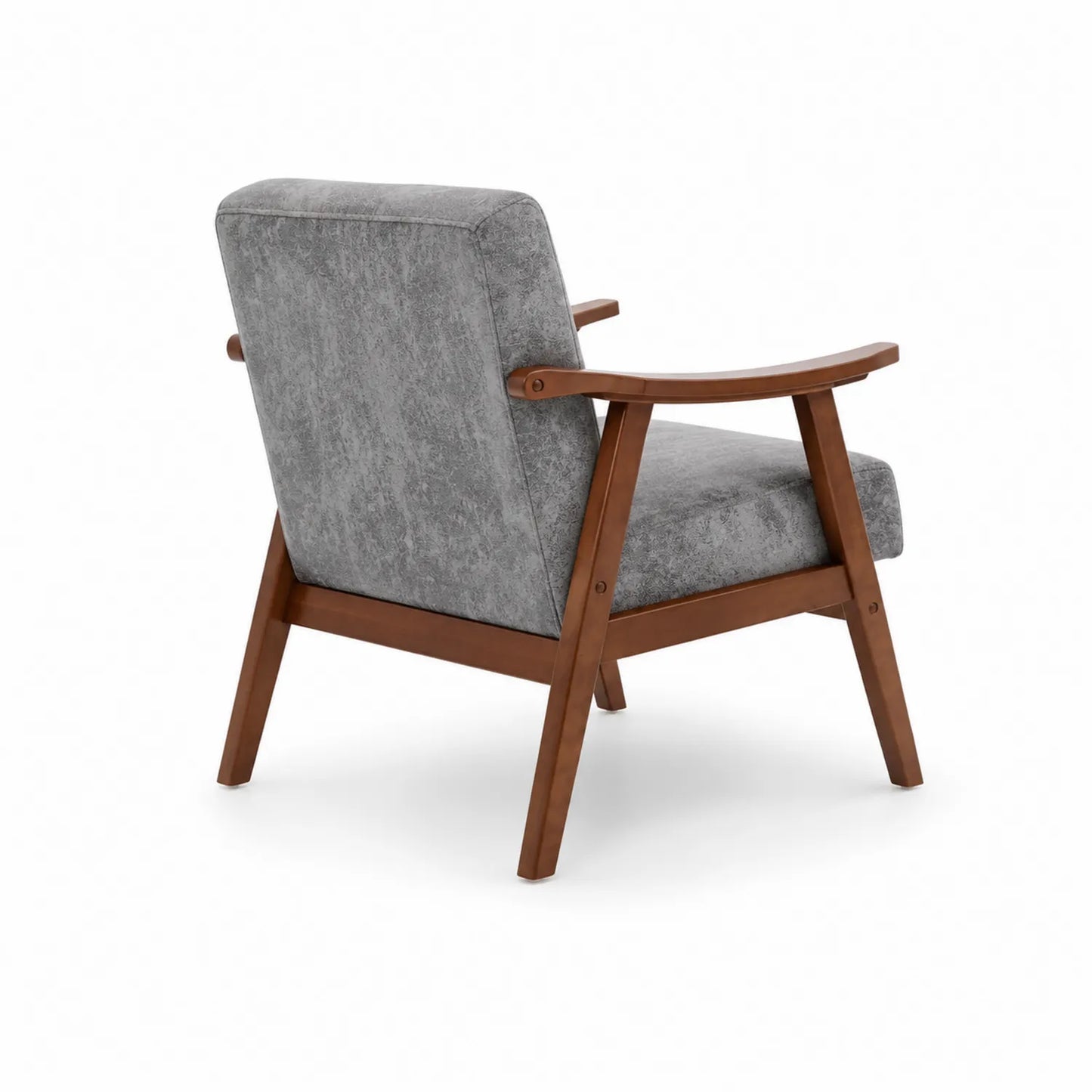 Fauteuil en polyester gris avec cadre en bois