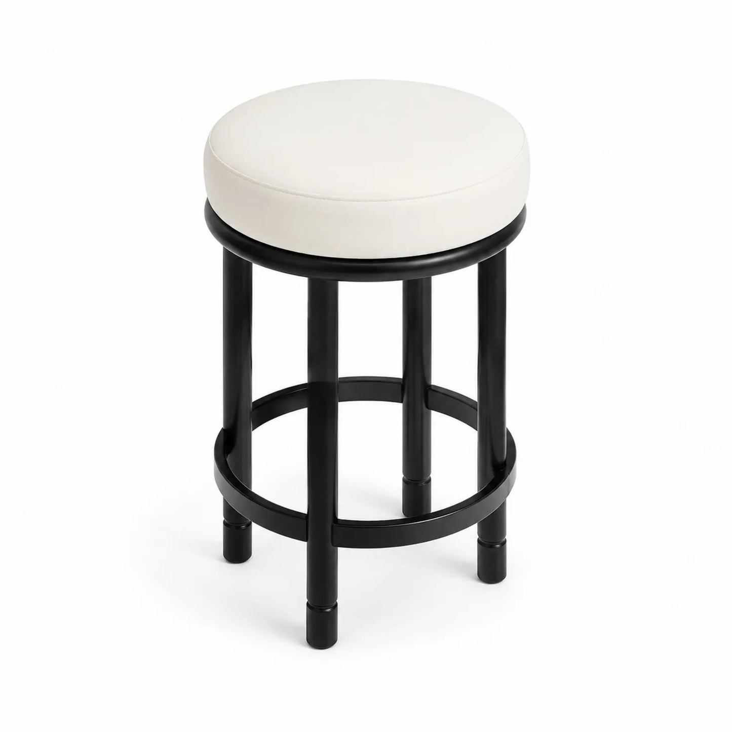 Tabouret de bar en PU blanc avec base en métal noir