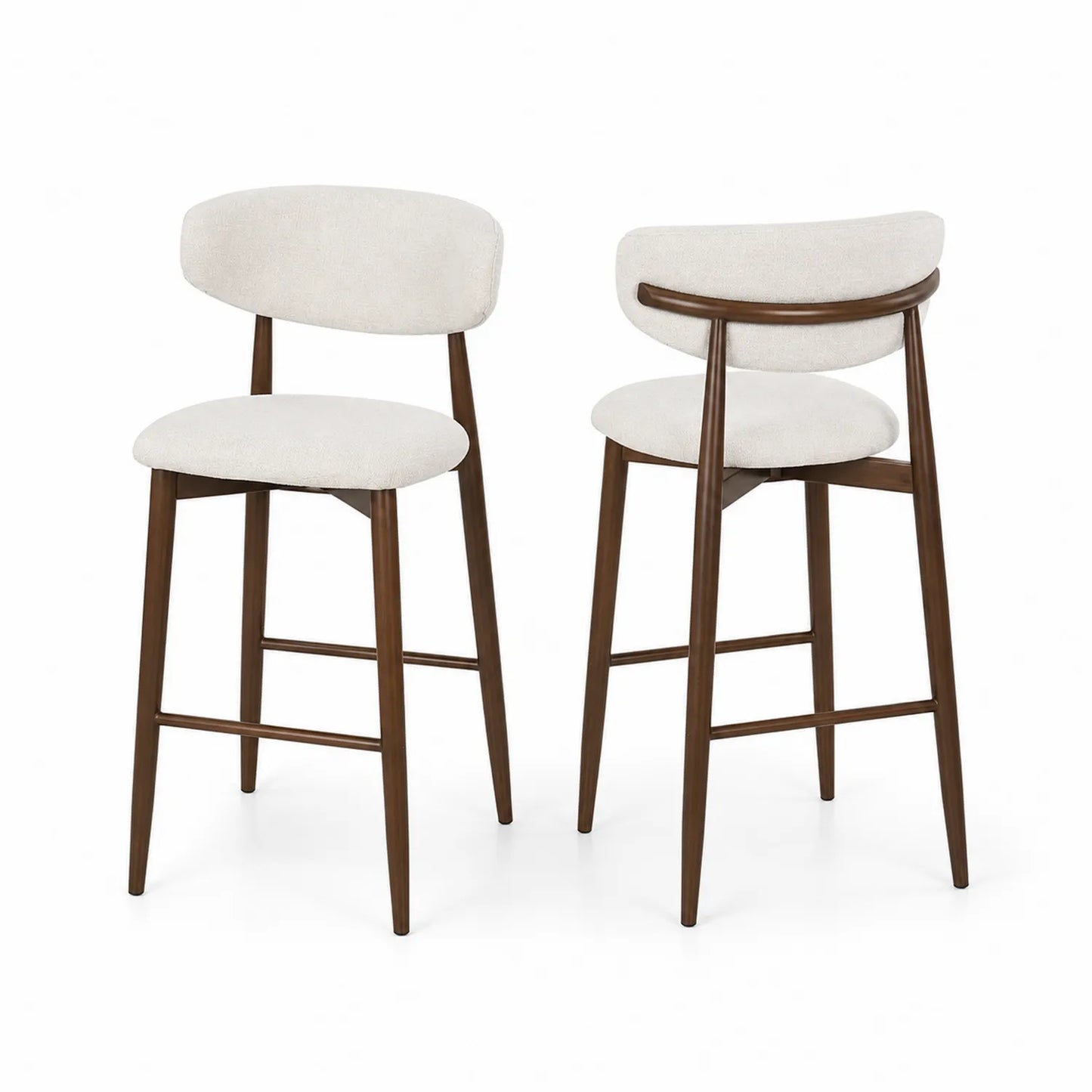 Tabourets de bar en bois et tissu beige lot de 2