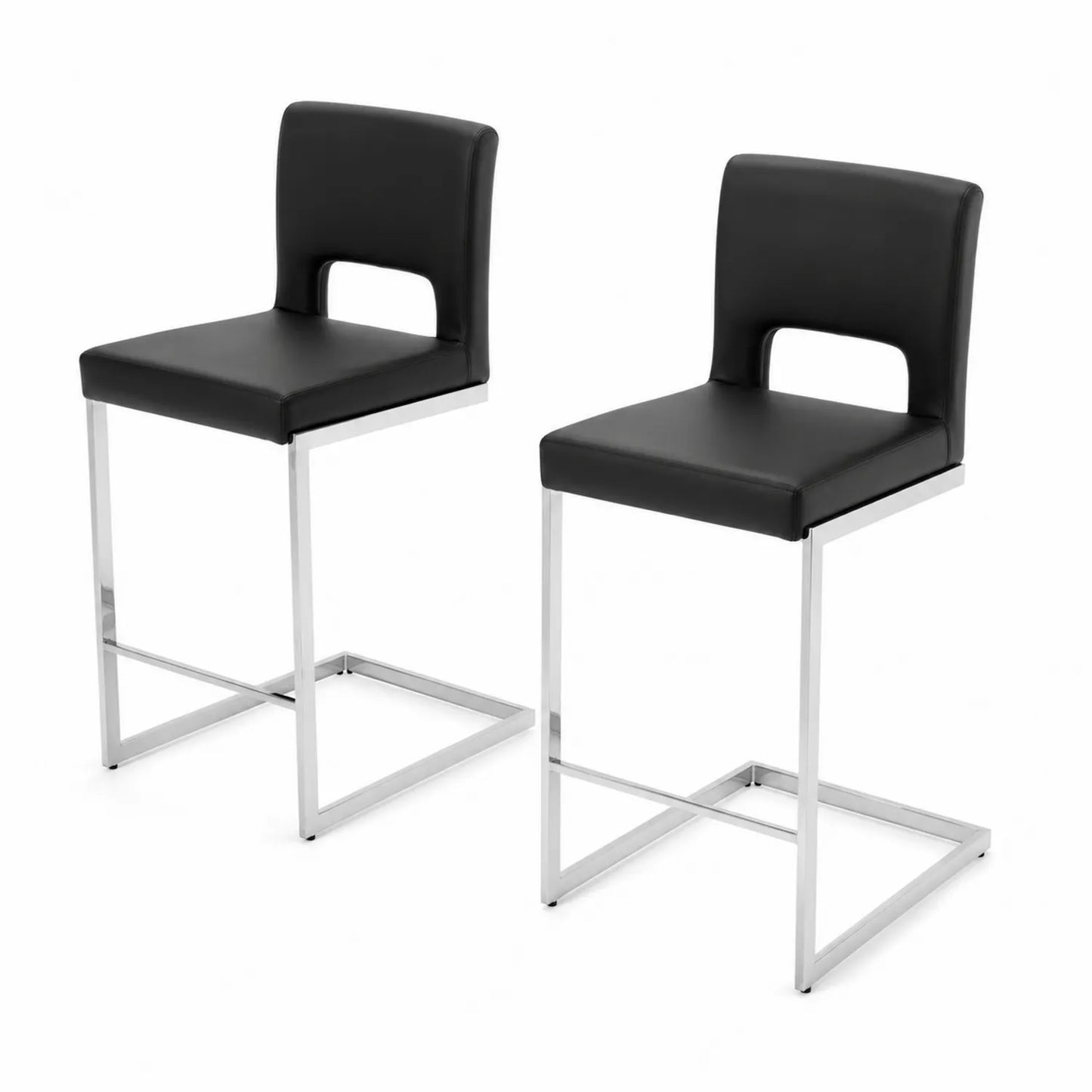 Tabourets de bar en métal et cuir synthétique Noir 104 cm
