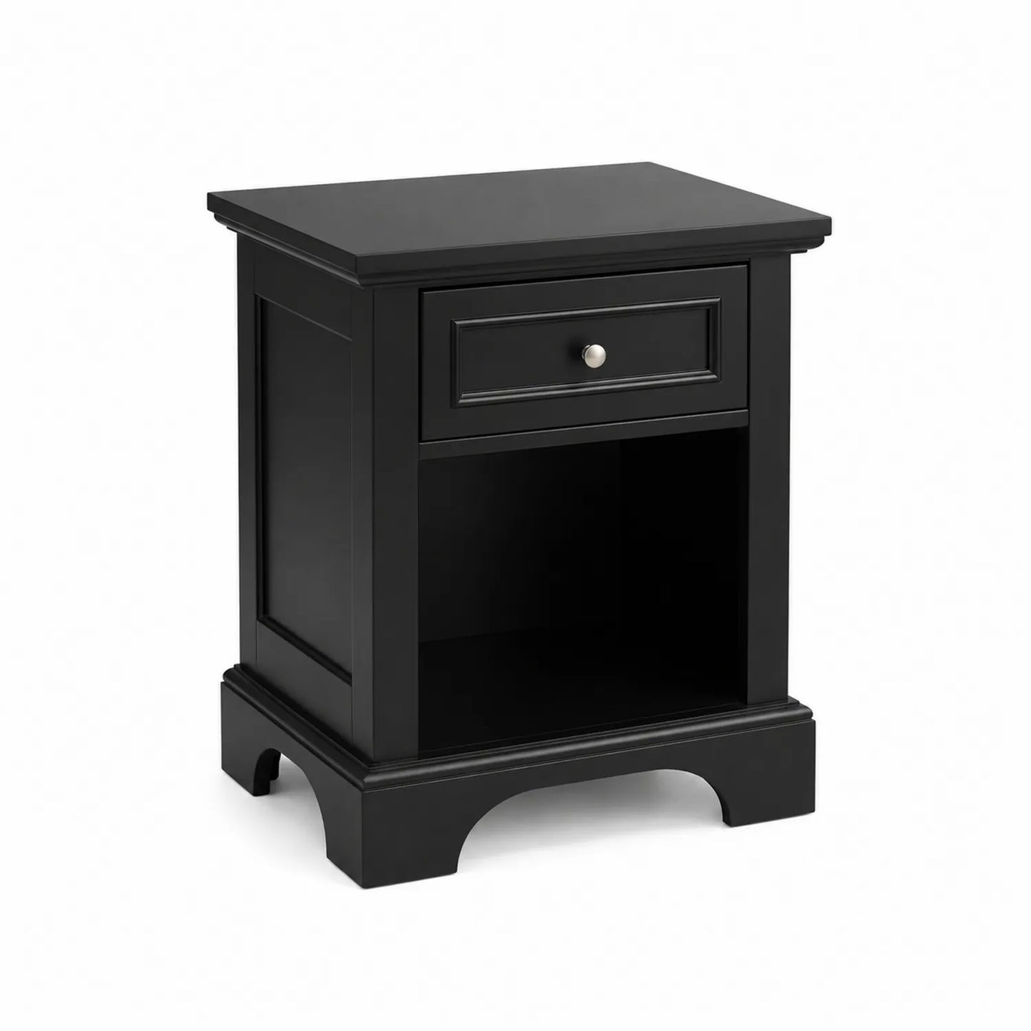 Table de chevet en bois noir avec tiroir et étagère 50x40x60cm