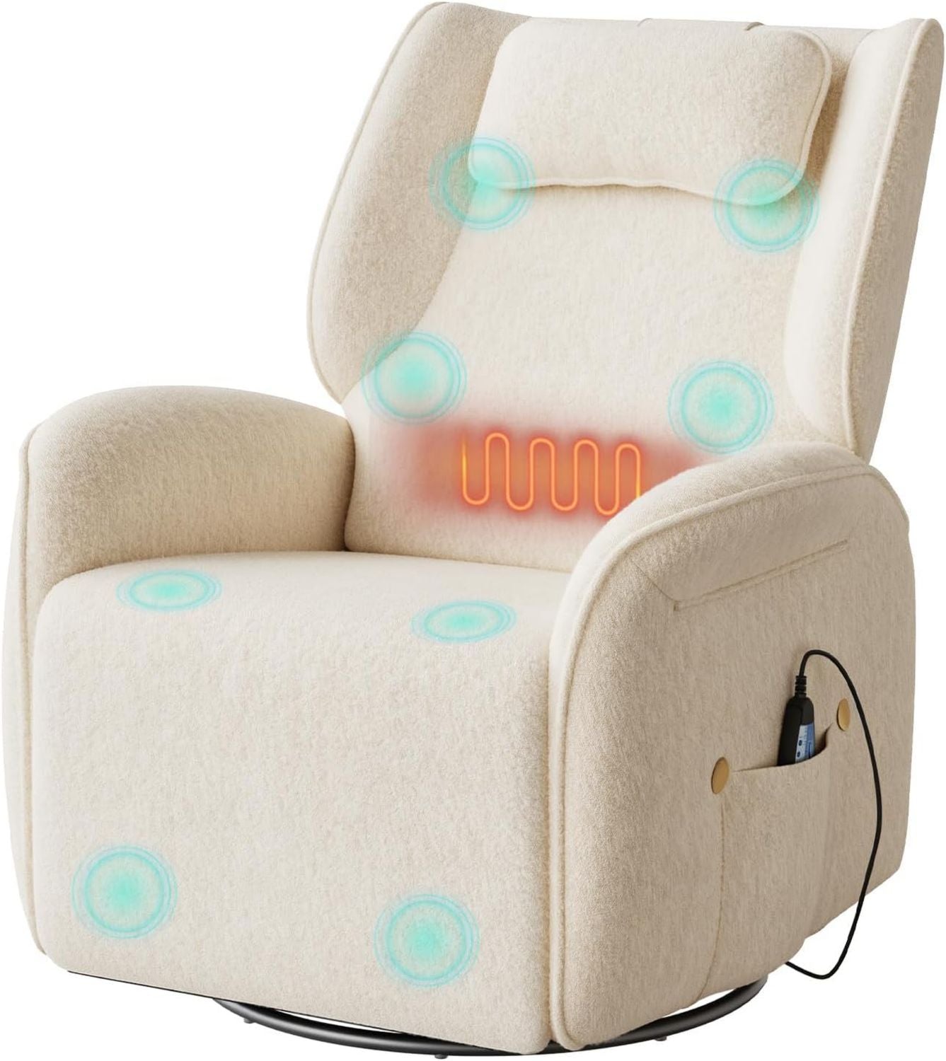 Fauteuil de massage - avec port USB, réglable, avec chauffage, 150kg, beige, WOLTU