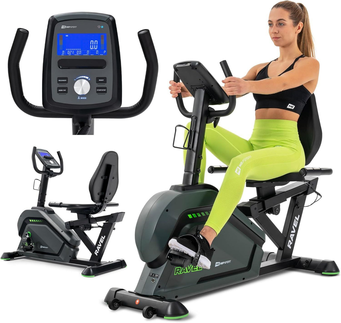 Vélo d'appartement: résistance magnétique, connexion Bluetooth, 120L, 10 kg, 32 Niveau x, 12 programmes, HOP-SPORT HS-120L