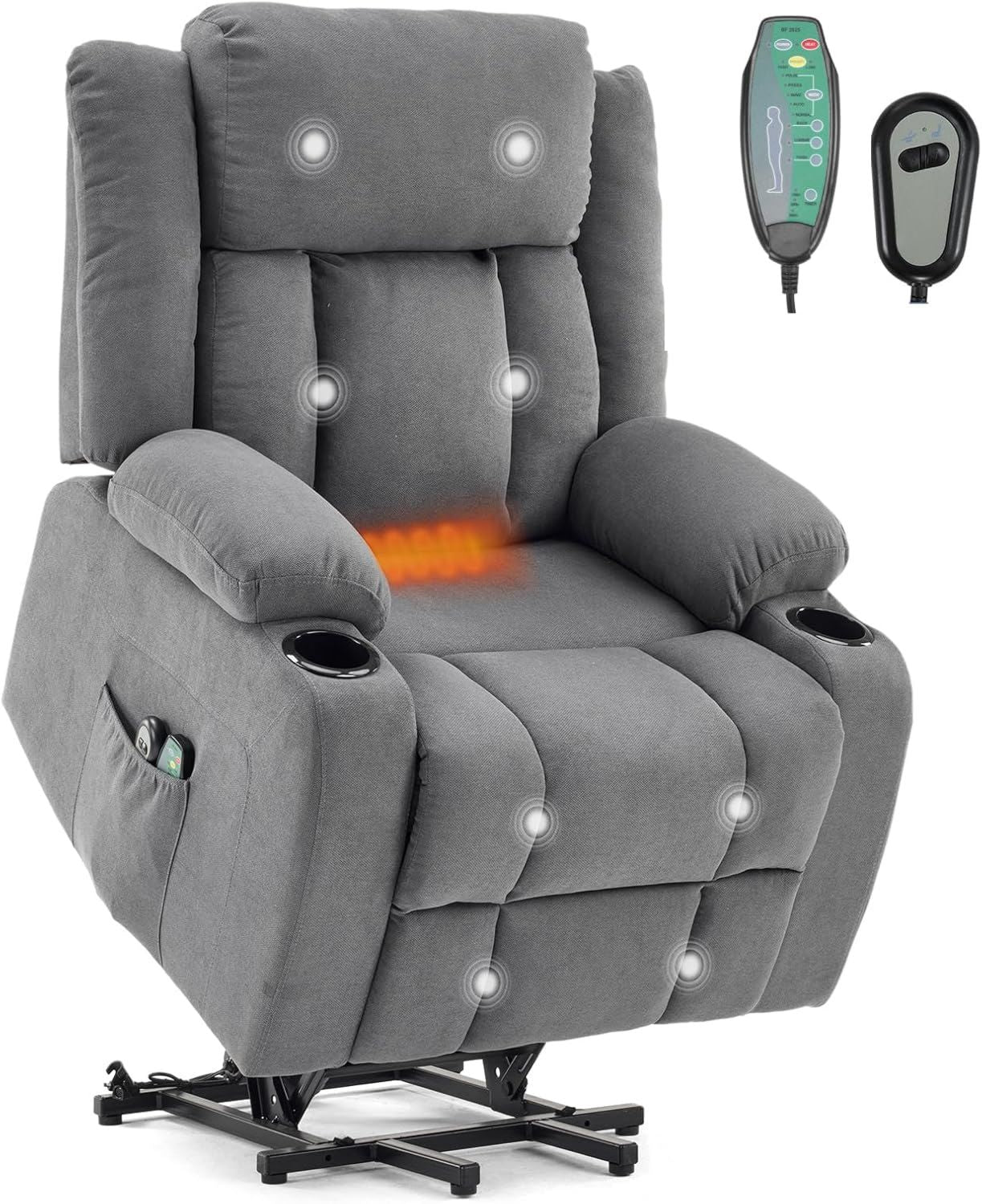 Fauteuil de massage - inclinaison réglable, avec télécommande, gris, LEADZM