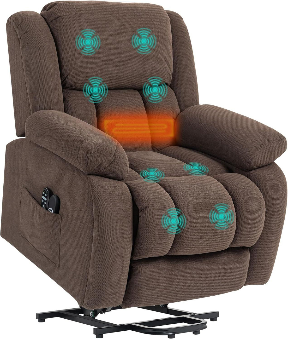 HOMCOM Fauteuil de massage: avec port USB, réglable, avec télécommande, avec chauffage, marron