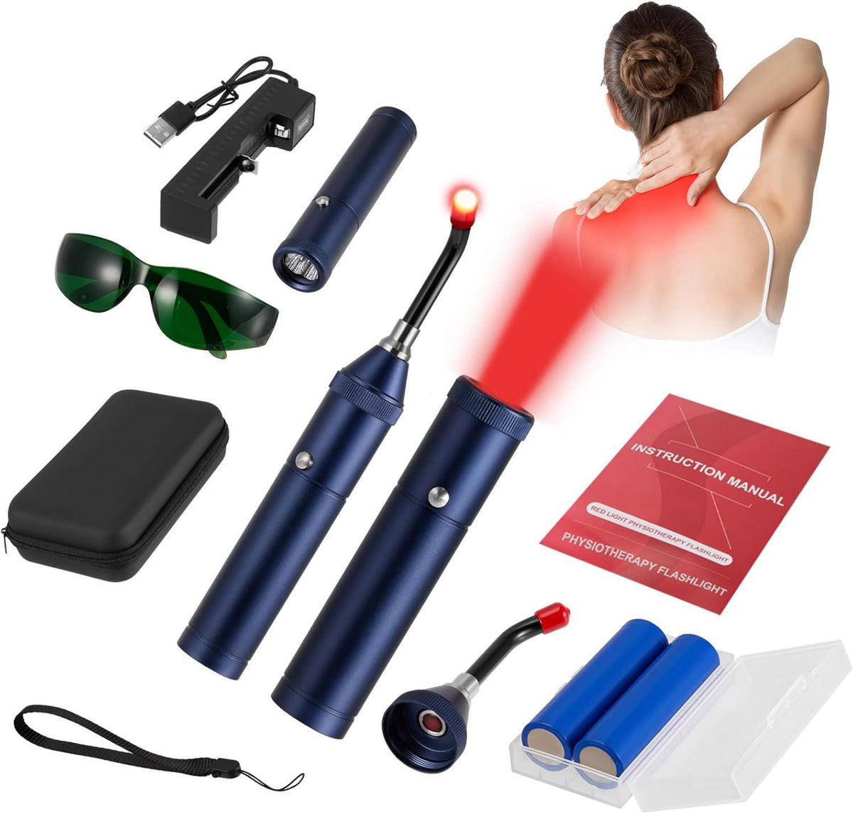 Appareil de luminothérapie rouge: avec port USB, affichage LED, rechargeable, 460 nm, 630 nm, 660 nm, 850 nm