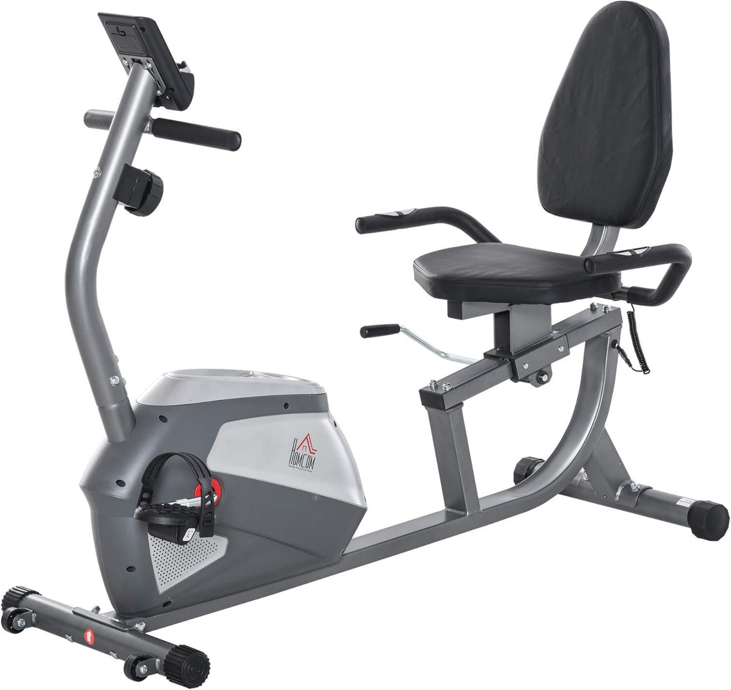 HOMCOM Vélo d'appartement - réglable, avec écran, 8 niveau x, gris