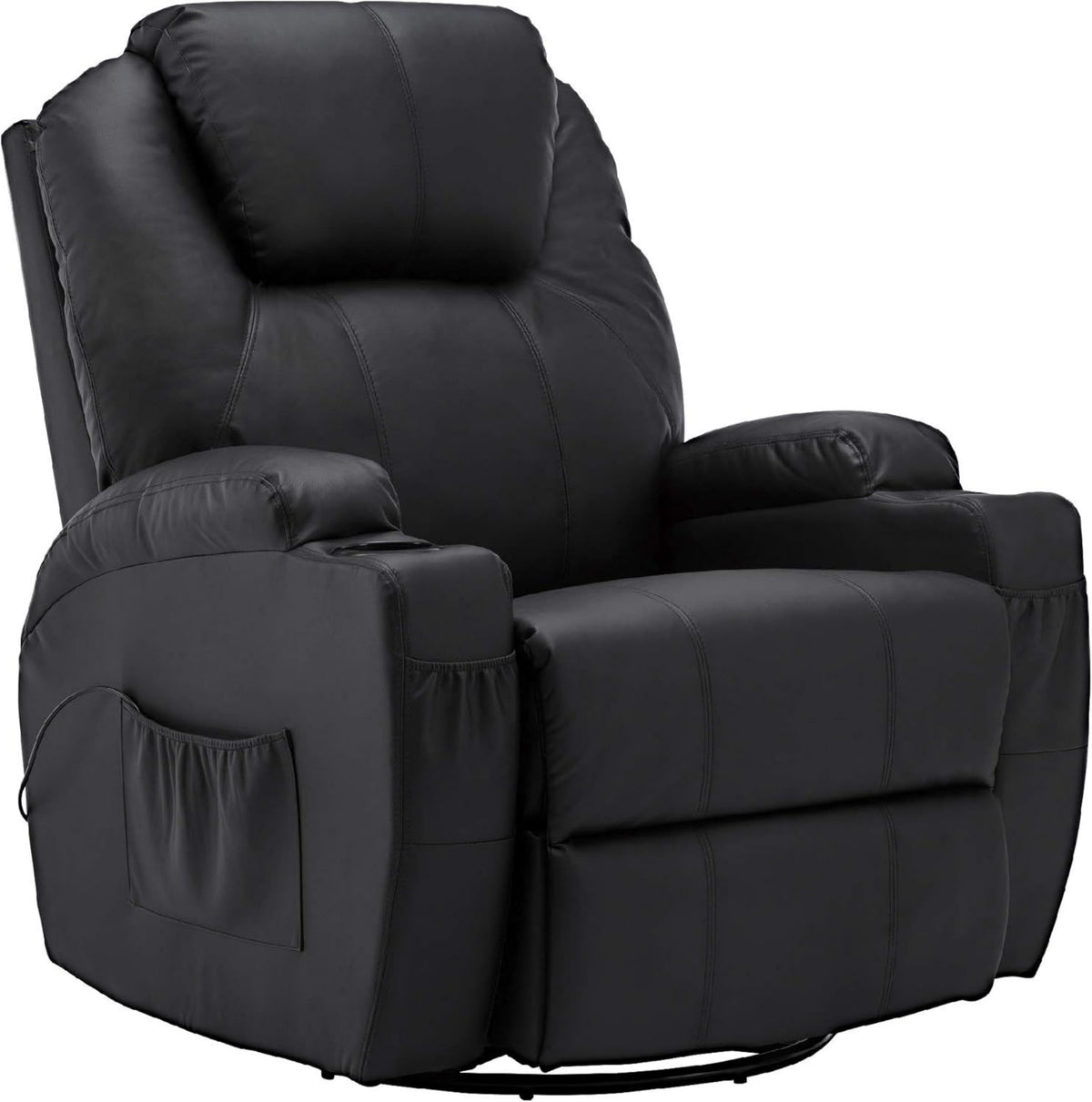 Fauteuil de massage – pivotant, réglable, avec chauffage, noir
