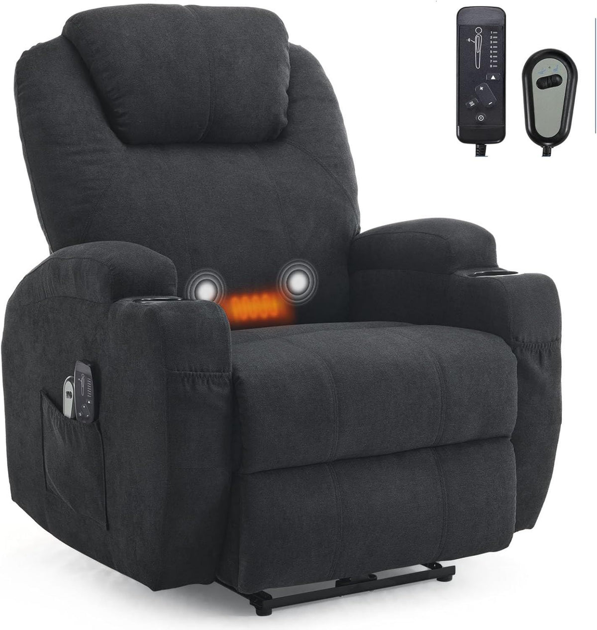 Fauteuil de massage - inclinaison réglable, avec télécommande, avec chauffage, 160kg, LEADZM