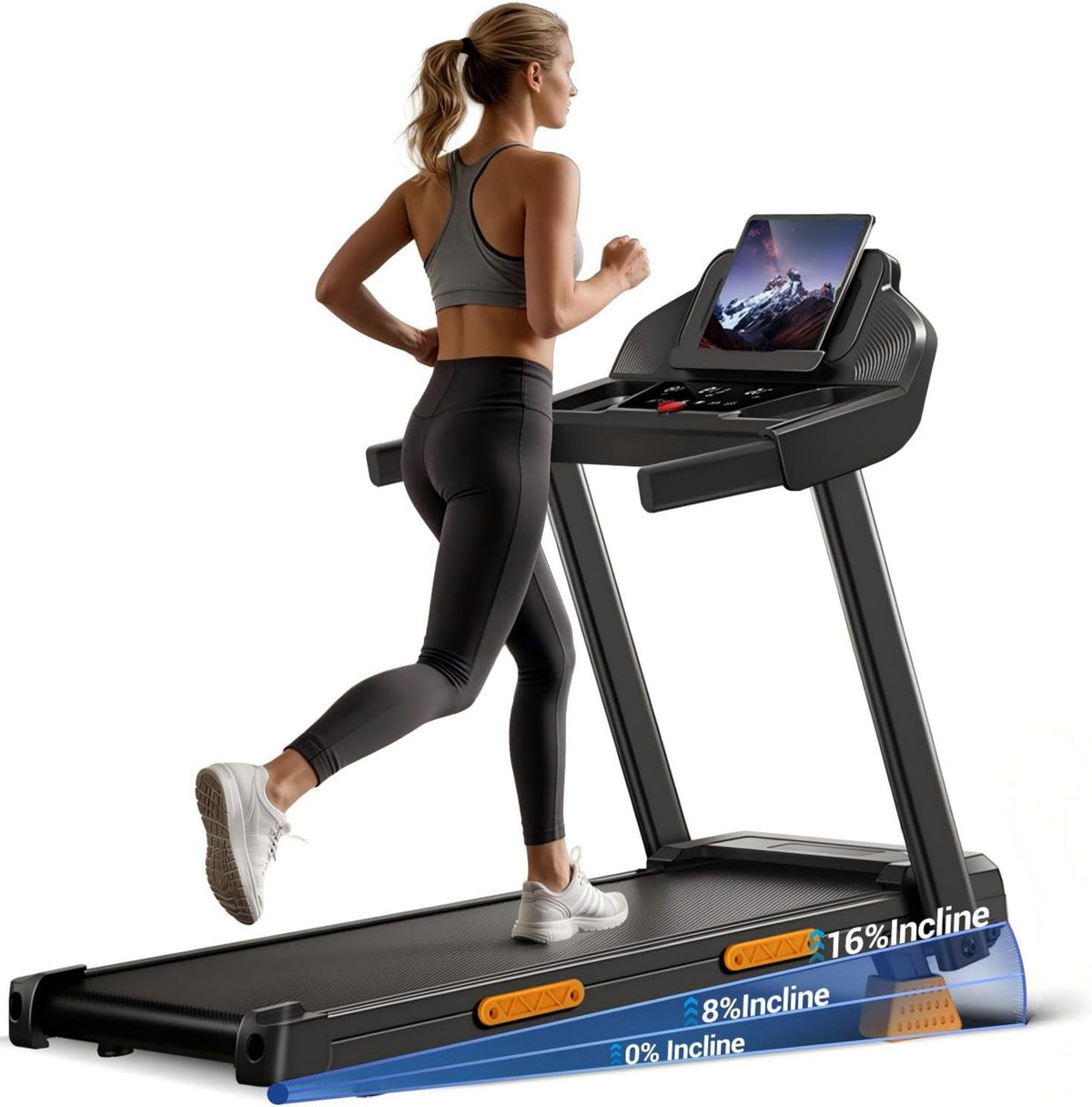UMAY Tapis de marche – pliable, réglable, affichage LED, 136KG, 12KM/H