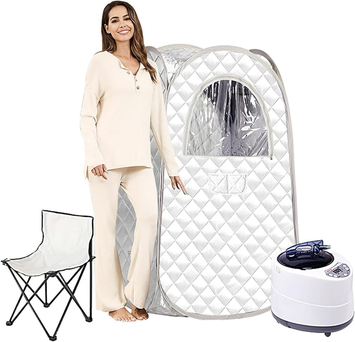 Sauna vapeur portable: pliable, format portable, usage à domicile, blanc