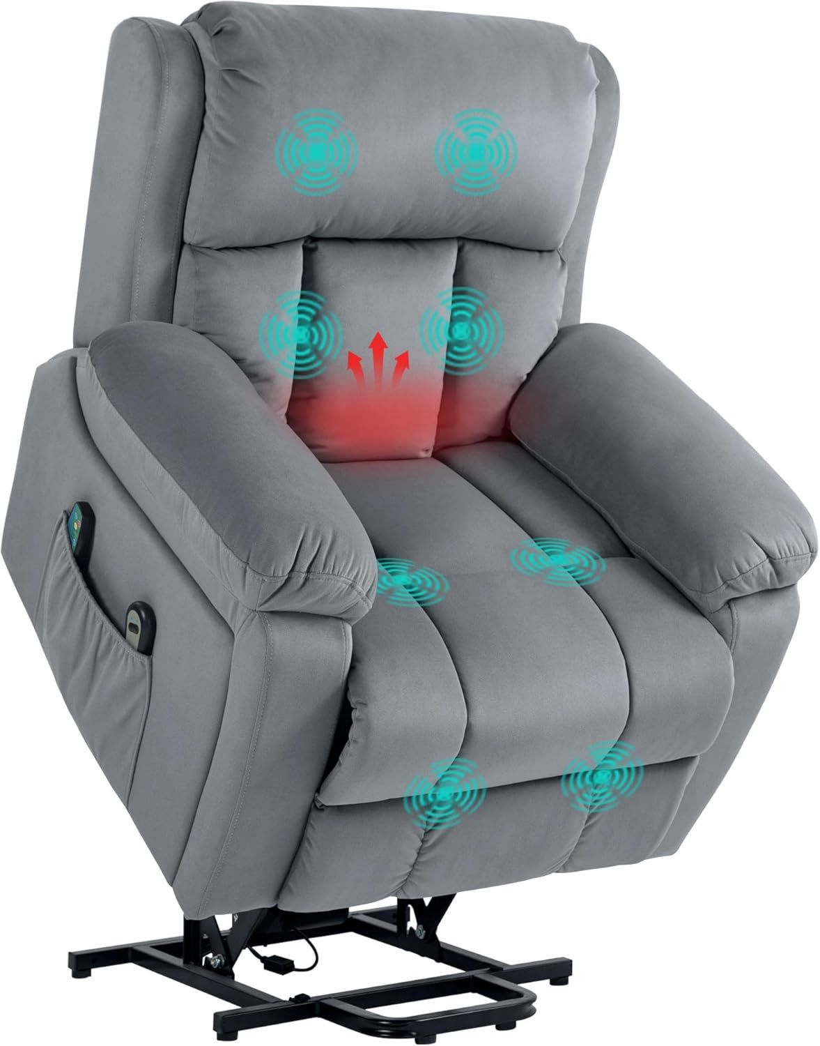 HOMCOM Fauteuil de massage – inclinaison réglable, avec télécommande, gris