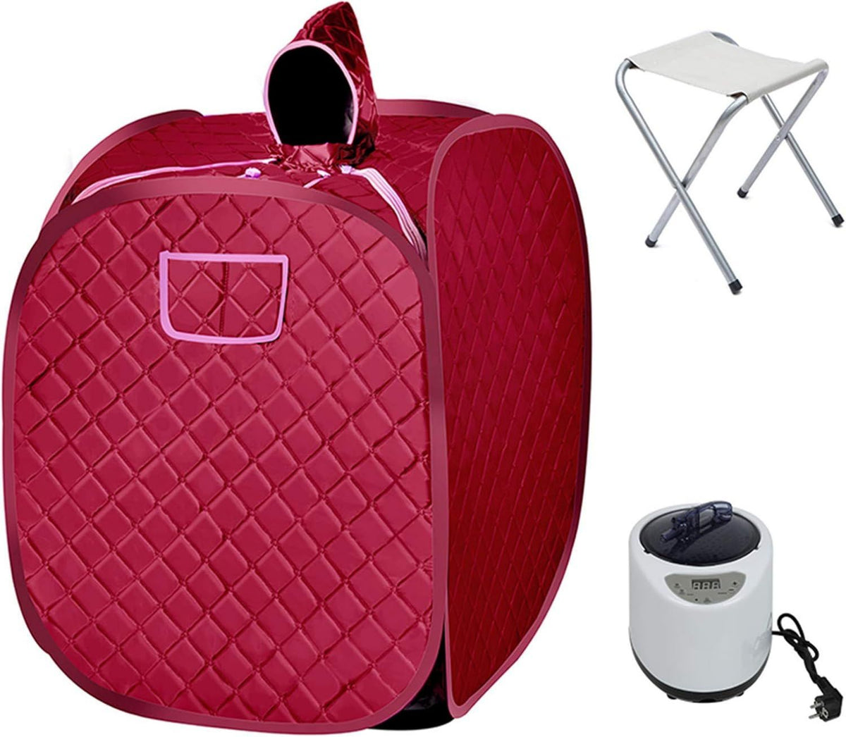 Sauna vapeur portable – pliable, format portable, usage à domicile, 100 x 80 x 80 cm, 5 l, rouge
