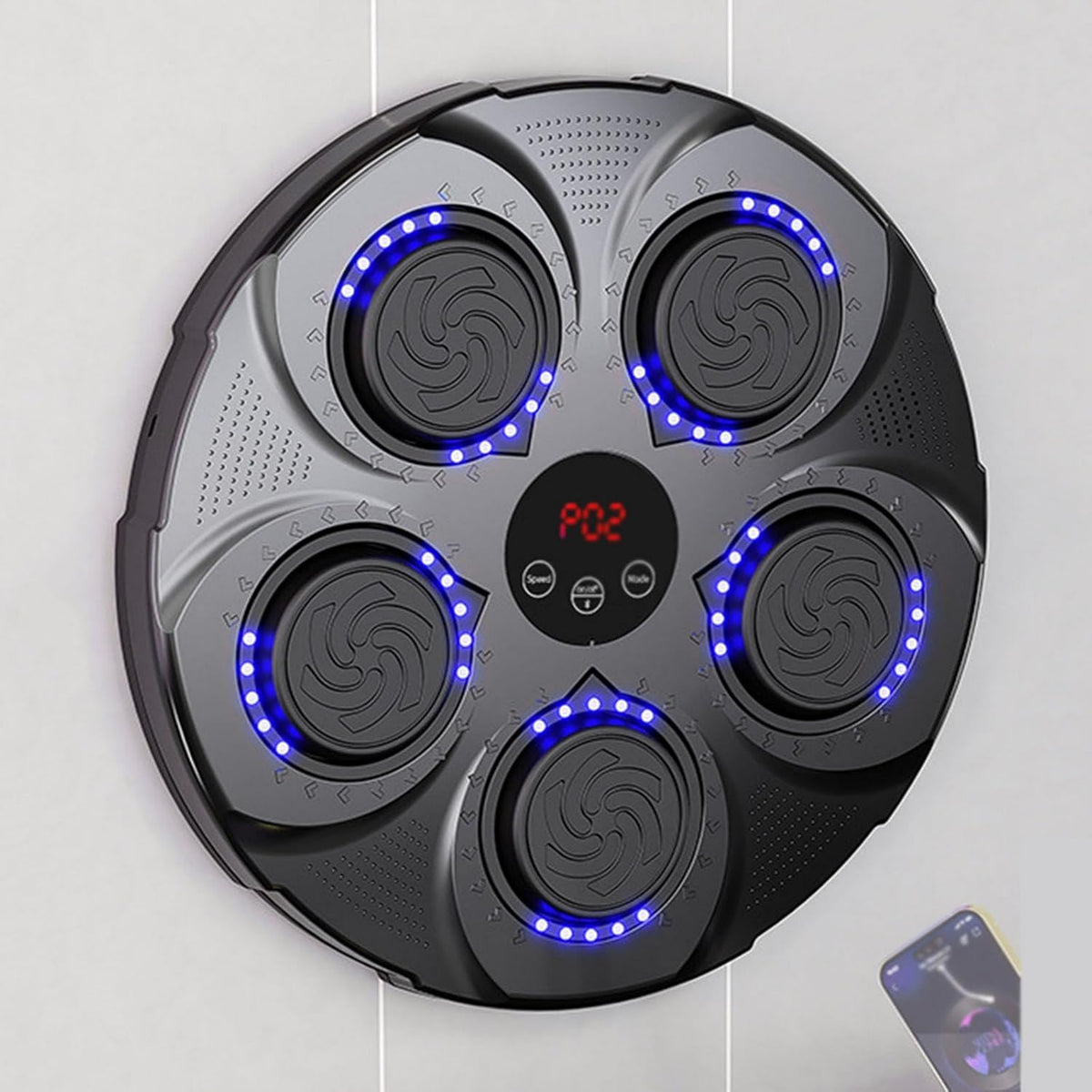 Machine de boxe musicale – montage mural, connexion Bluetooth, usage à domicile, noir