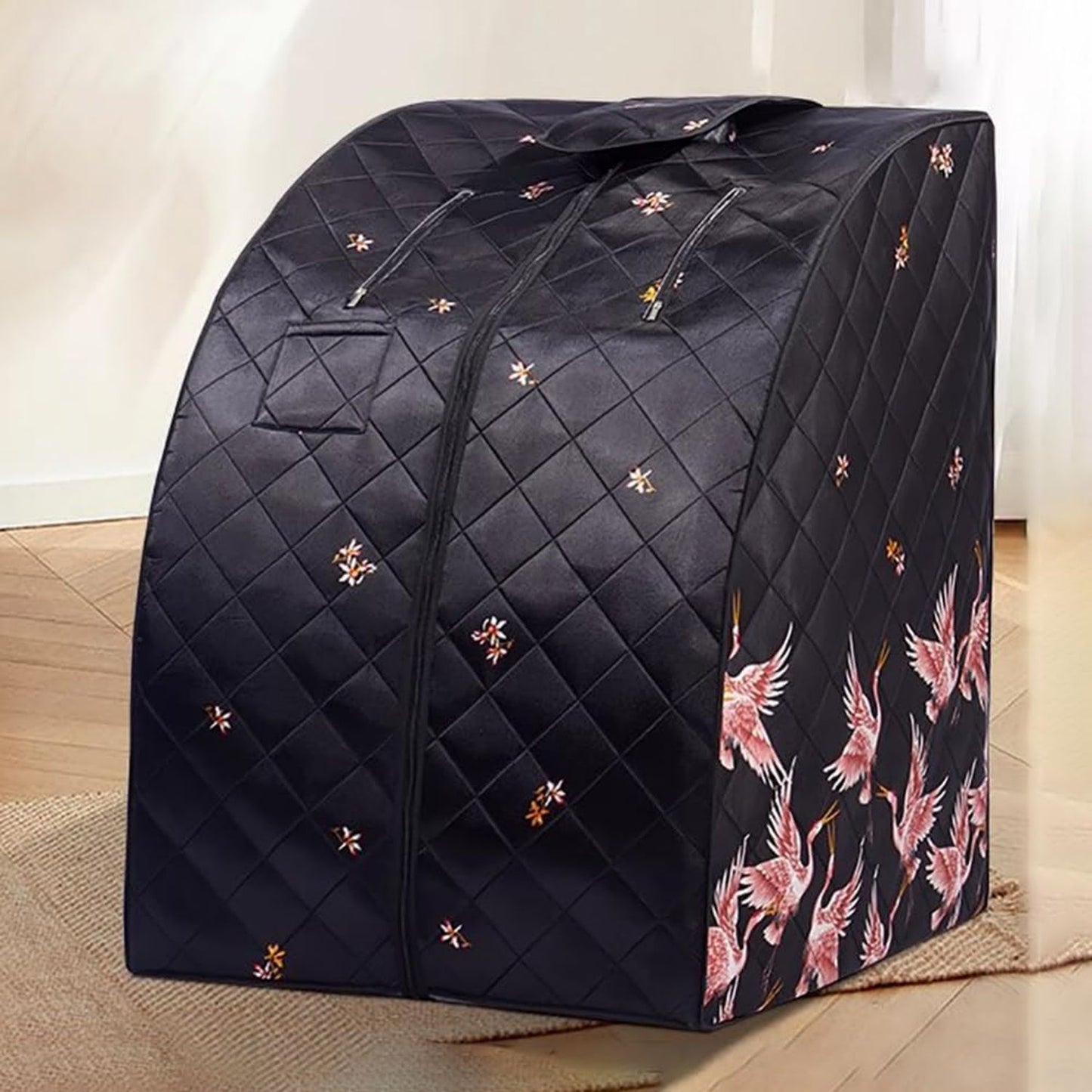 Sauna vapeur portable - structure en acier, format compact, pliable, avec chauffage, noir