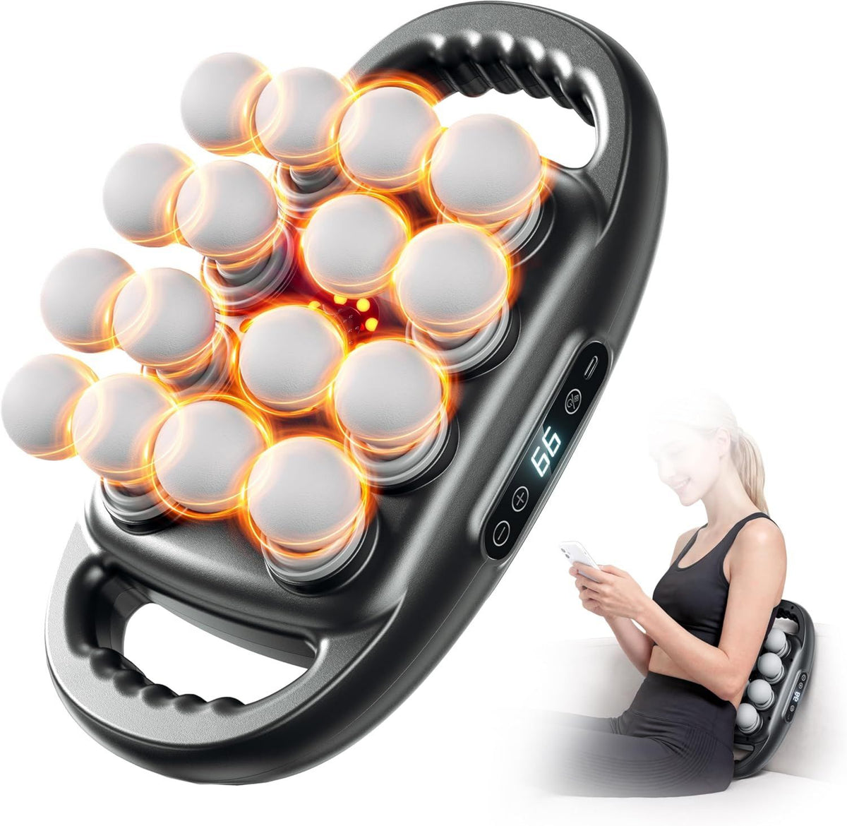 Pistolet de massage – fonctionnement silencieux, pivotant, 3600 mAh, 9 modes, 99 vitesses