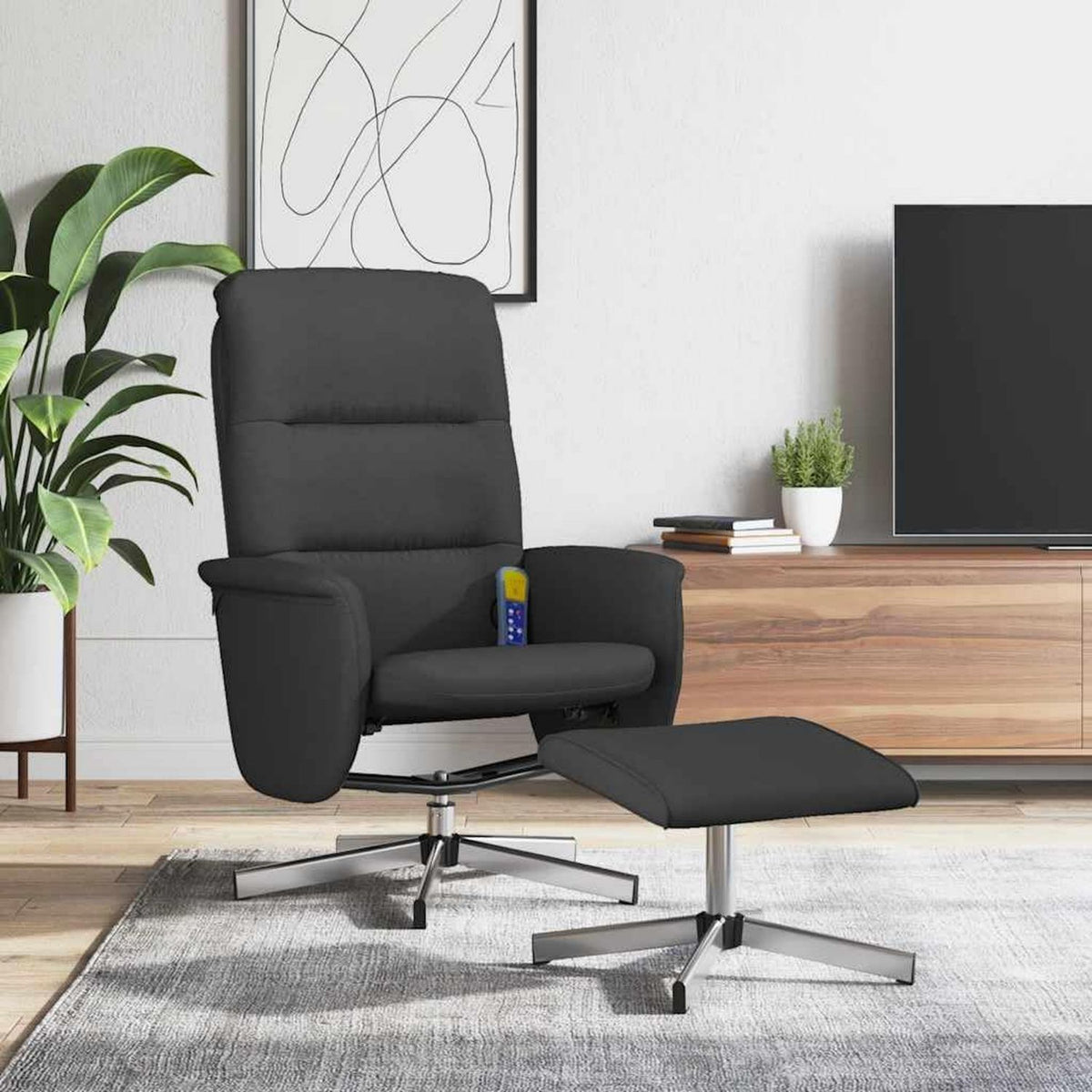 Fauteuil de massage – structure en bois, pivotant, réglable, noir