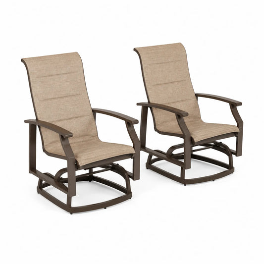 Paire de chaises à bascule d'extérieur en aluminium et textilène