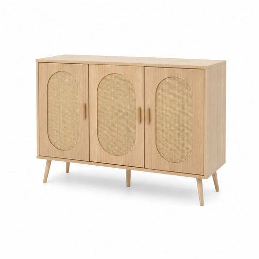 Buffet en bois de chêne et rotin 120 cm