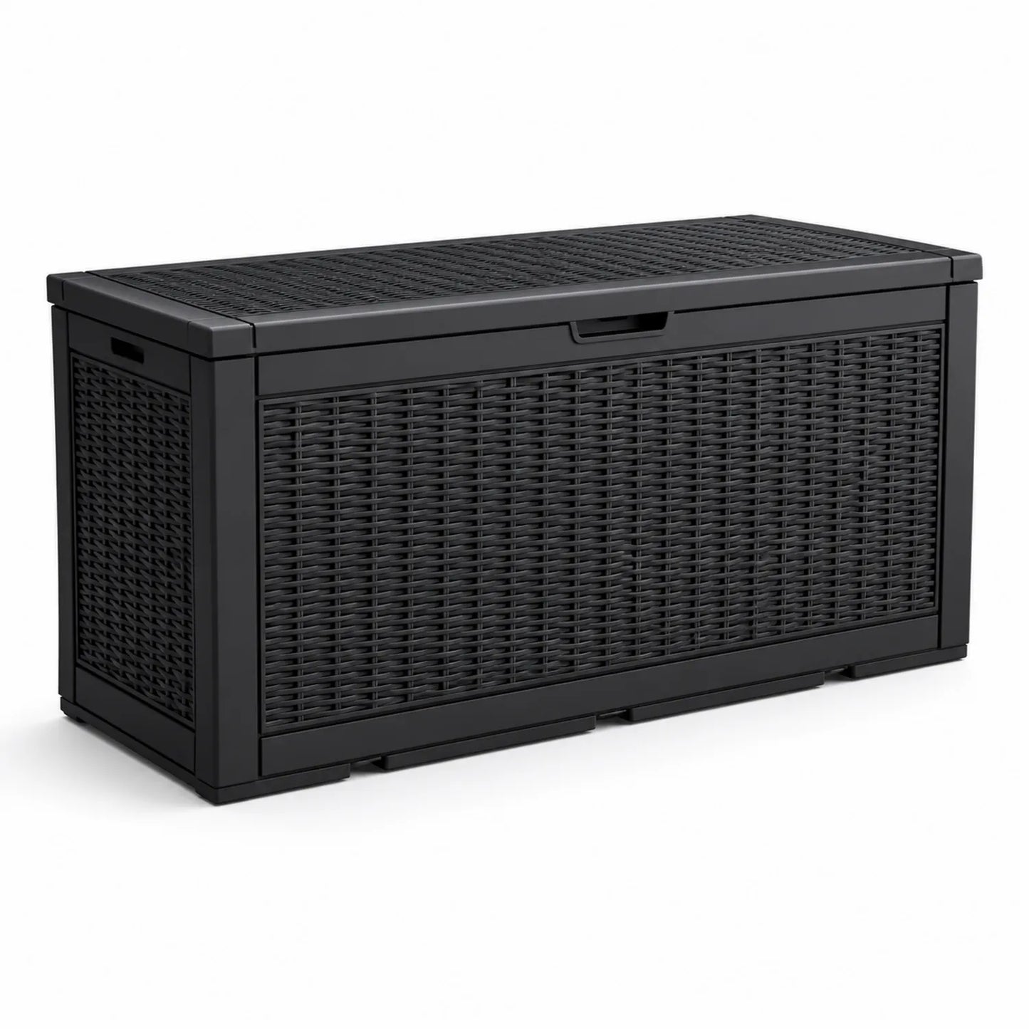 Coffre de rangement en plastique tressé Noir 117x45x57 cm
