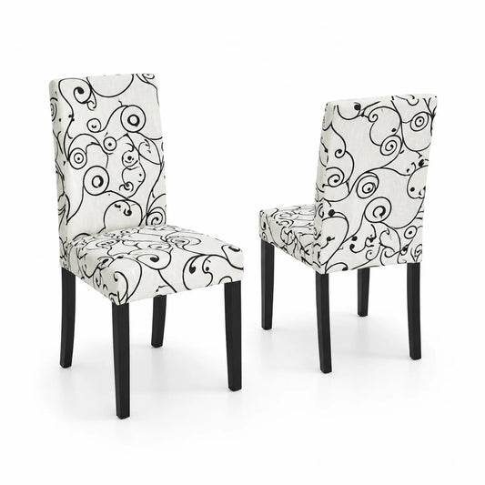 Lot de 2 chaises en bois avec tissu en polyester motif spirale