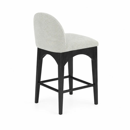 Tabouret de bar en bois et polyester gris clair