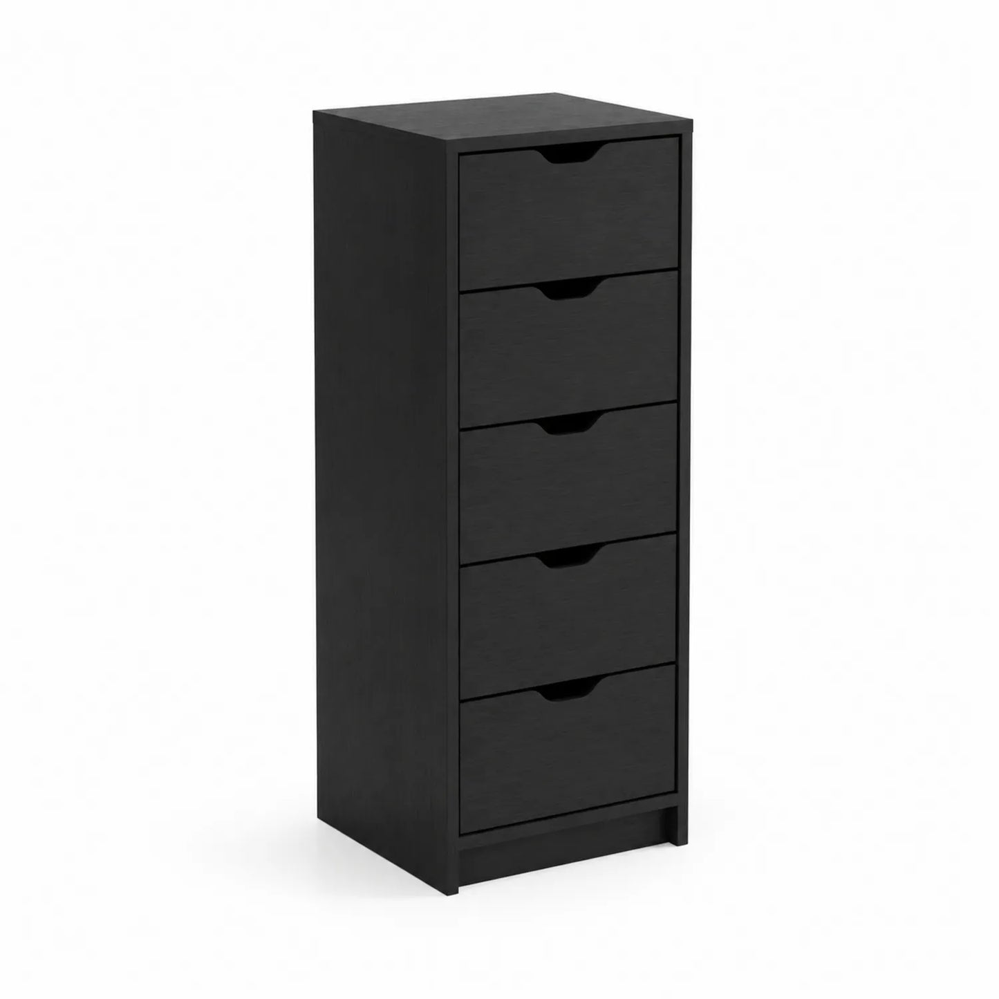Commode en bois MDF Noir avec 5 tiroirs 120x40x30 cm