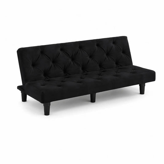 Canapé convertible en velours noir 180 cm