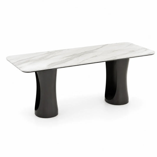 Table rectangulaire en céramique effet marbre 180x90 cm