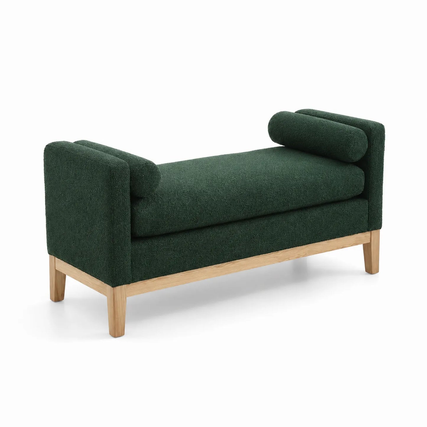Banc en Tissu Polyester avec Pieds en Chêne 120cm