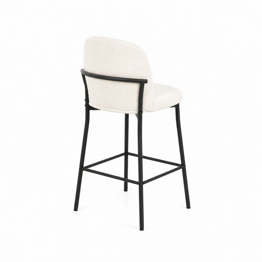 Tabouret de bar en tissu bouclé avec cadre en métal, hauteur 75 cm