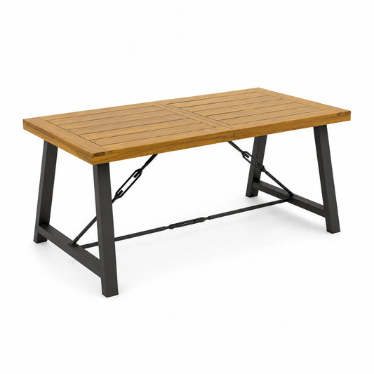 Table à manger extérieure en bois et métal