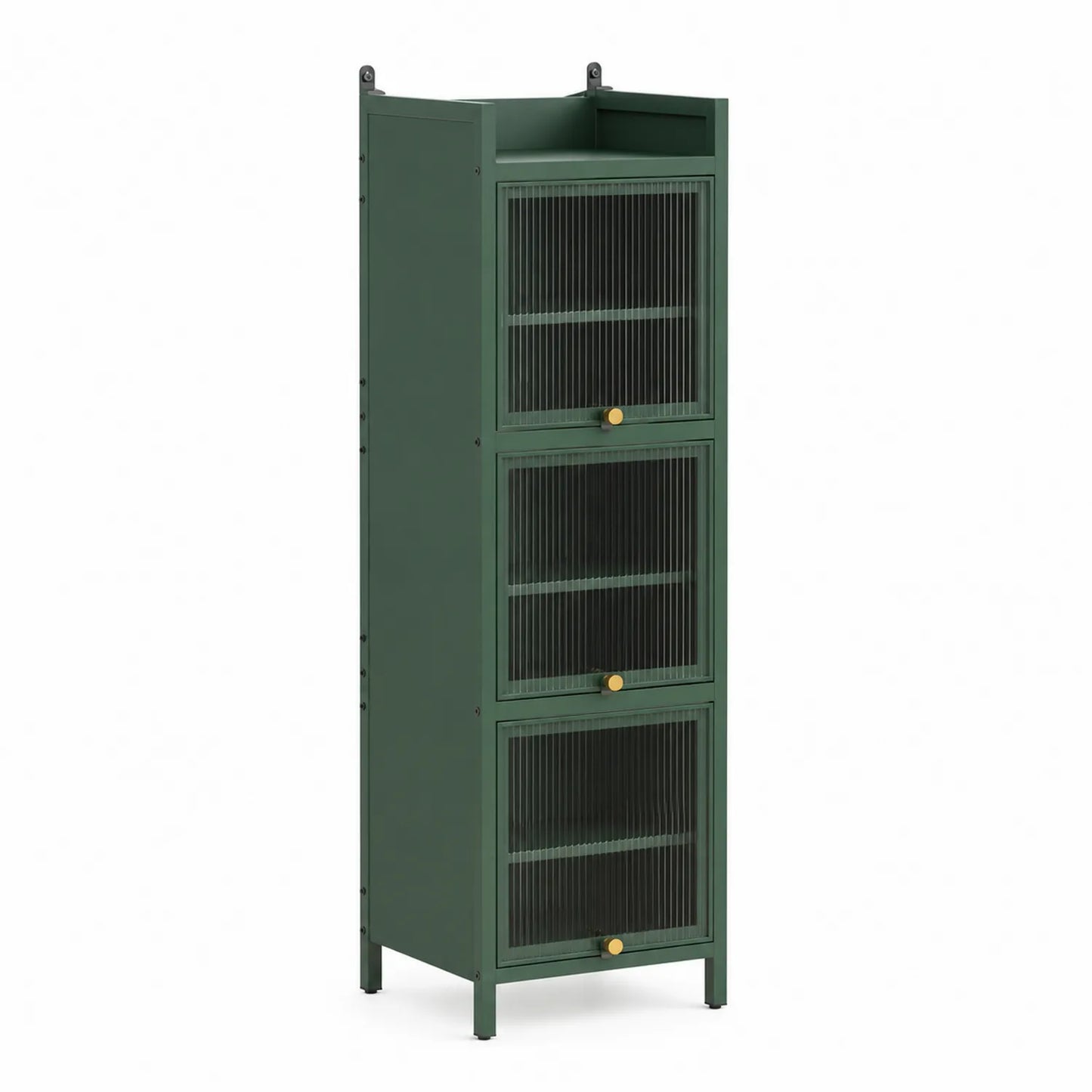 Armoire métallique verte avec portes grillagées, 3 étagères, 170 cm