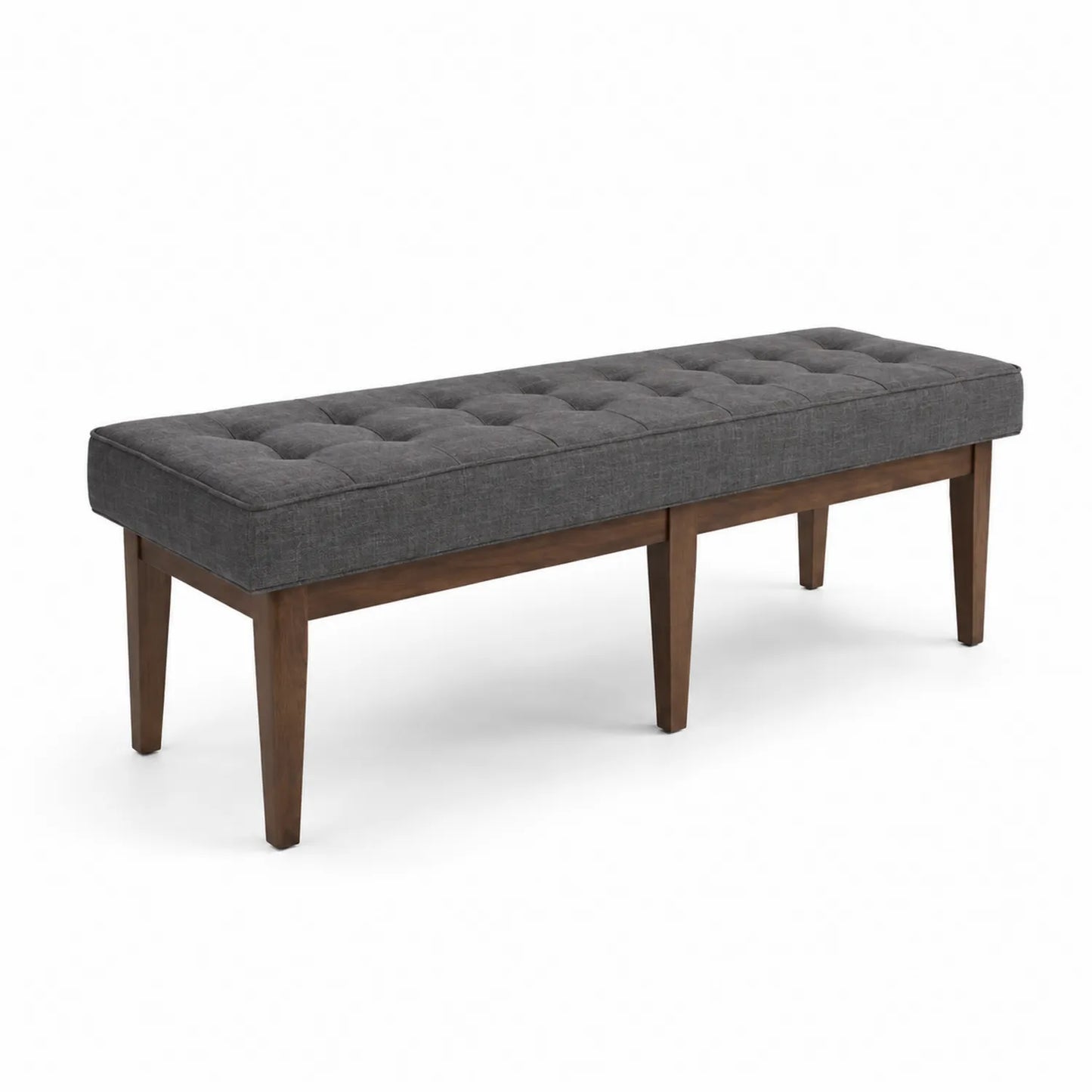 Banc rectangulaire en bois avec assise en lin gris