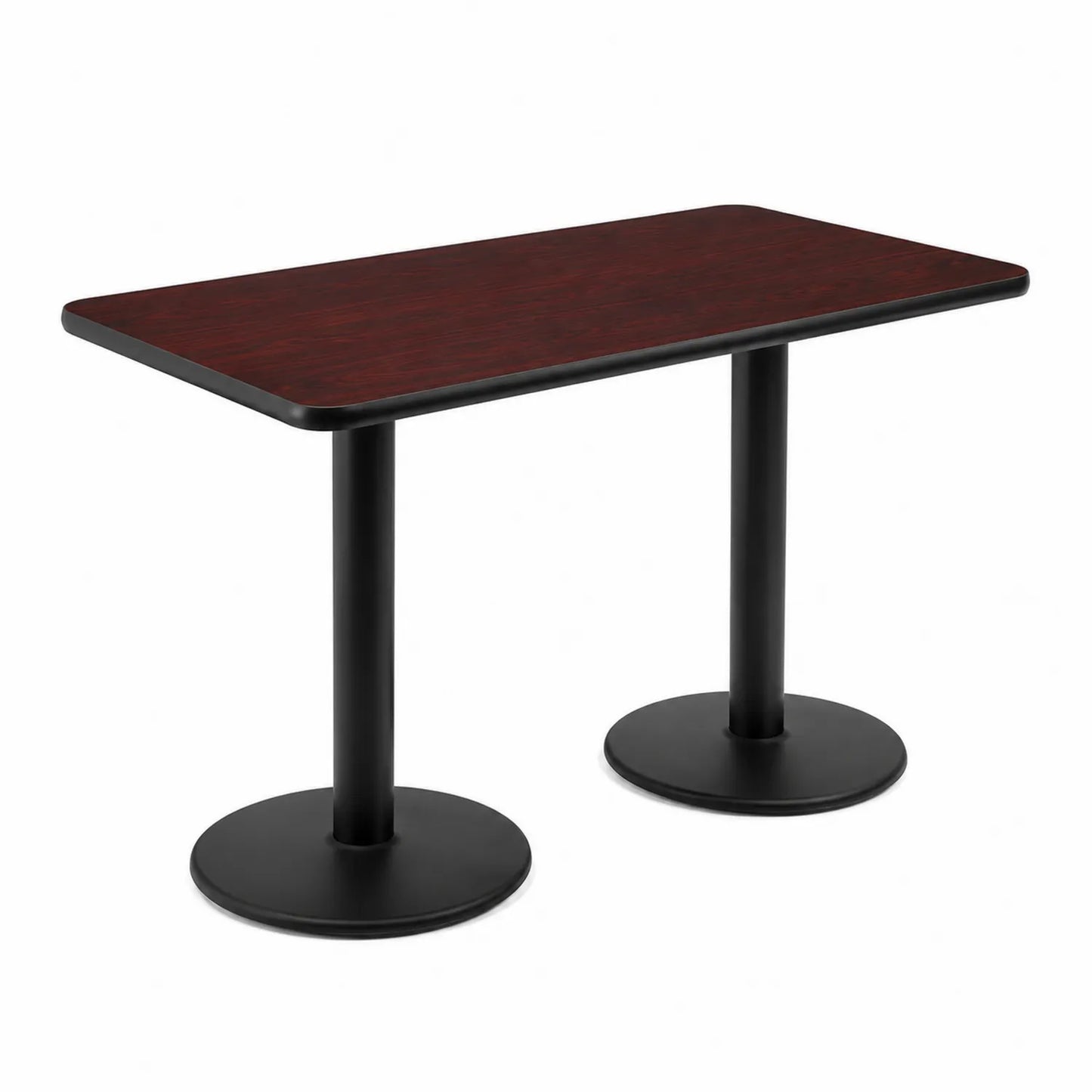Table en bois marron avec pieds en métal noir