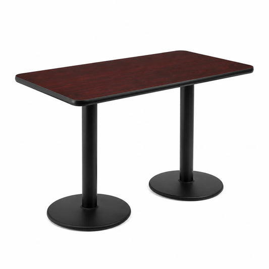 Table en bois marron avec pieds en métal noir