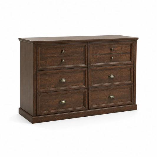 Commode en bois 6 tiroirs Marron Foncé