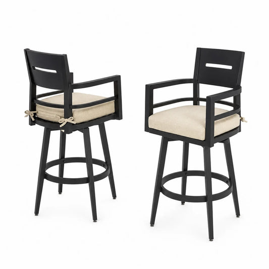 Chaises de Bar Pivotantes en Aluminium avec Coussin en Polyester